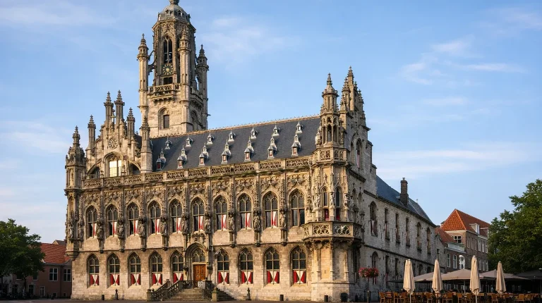 Historisch stadhuis van Middelburg op plein