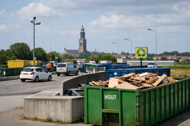 Recyclinghof met containers in Middelburg